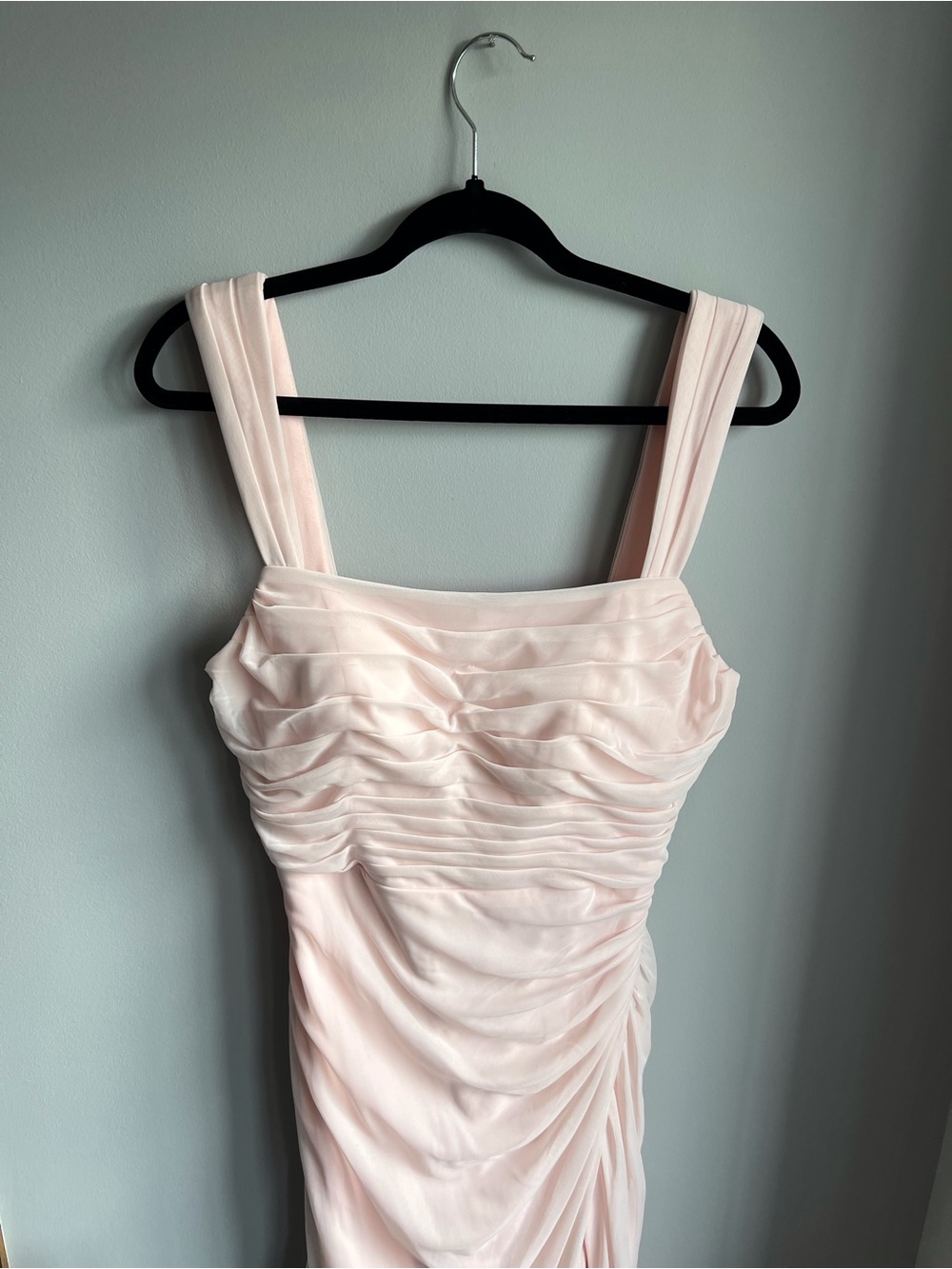 Azazie Blush Pink Ruched Strapless Dress